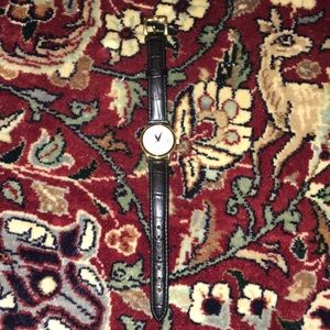 ESQ Swiss Leather & Gold Frame Watch Ladies